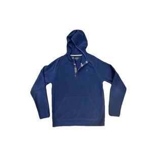 Pendleton Men's Hooded Fleece Pullover Blue Snap Button Kangaroo Pocket - Size S